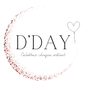 Logo D'day - Création d'articles et de cadeaux personnalisés pour événements (baptême, anniversaire, mariage). Typographie ou symbole de marque.